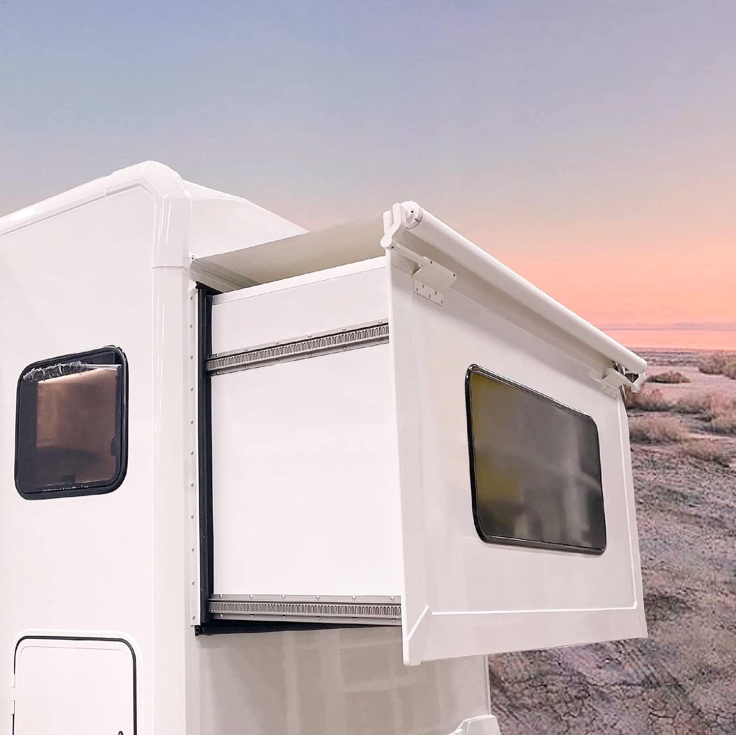 Awnlux RV Slide Topper Awning - Slide Out Awning Kit Cover Assembly, White, 5'6" (5'1" Fabric)