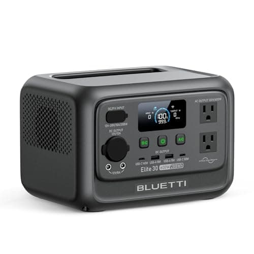 BLUETTI Elite 30 V2 Portable Power Station 288Wh 600W LFP Solar Generator | Power Lifting 1500W, 10ms UPS, 45 Min 0-80% Fast Charging, Emergency Backup Power for Blackout, Camping, Outage and Road Trip
