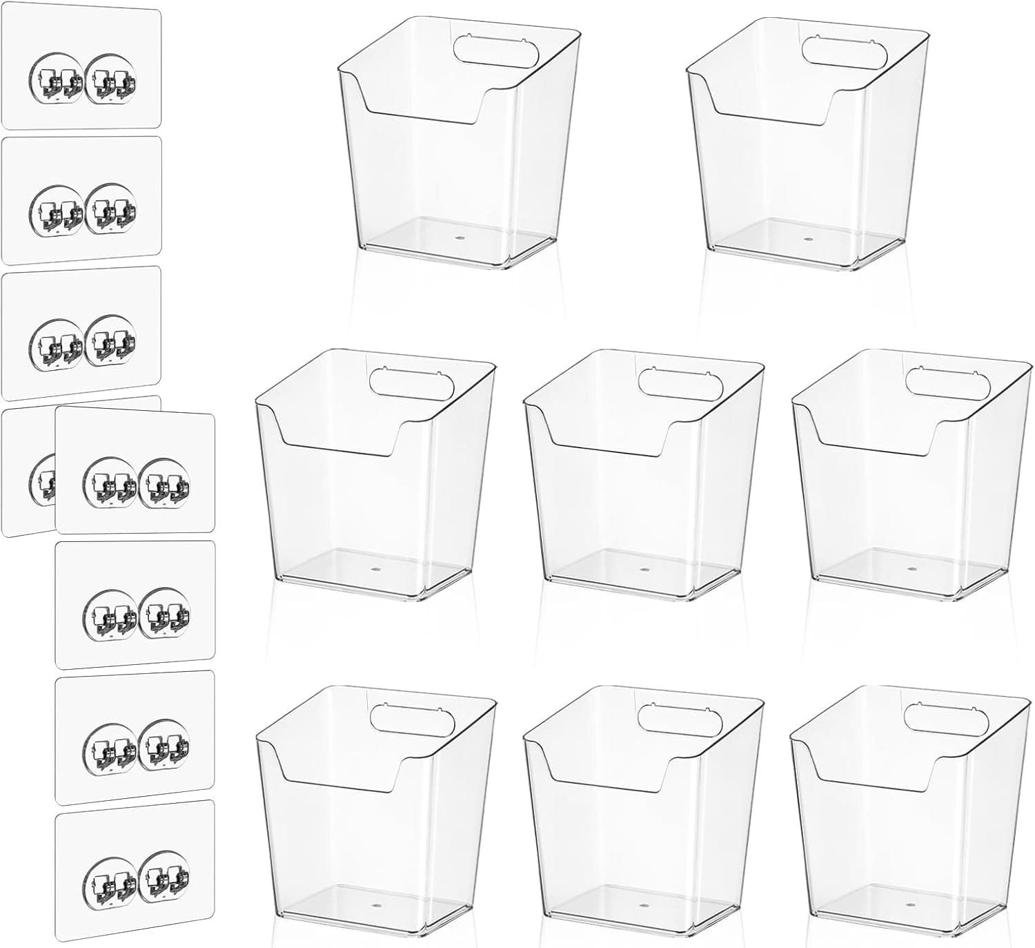 8-Pack Adhesive Cabinet Door Organizer, Hanging Storage Bins, Stick on Wall Container, Under Sink Caddy for Pantry RV