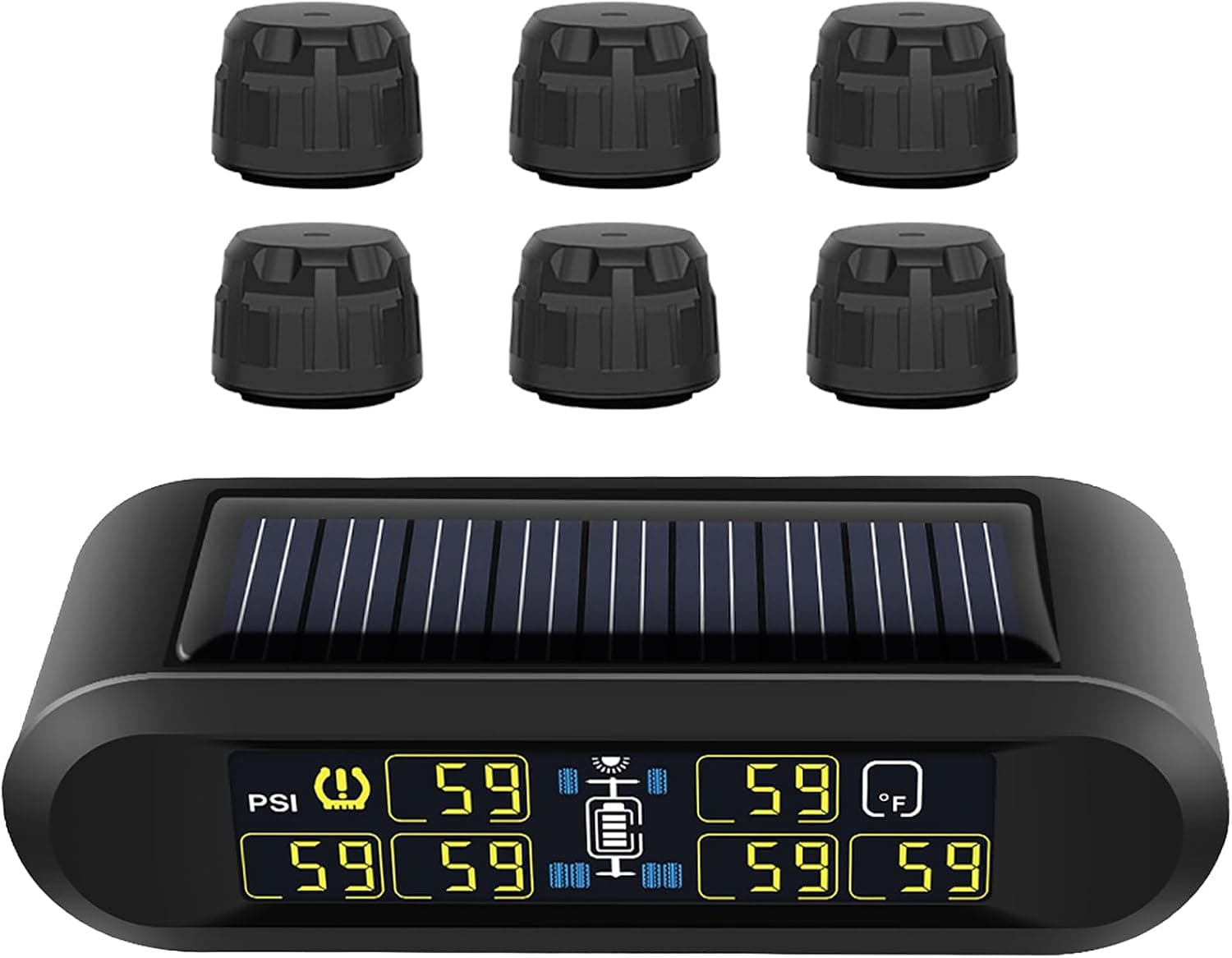 B-Qtech Solar TPMS Tire Pressure Monitoring System, 6 Sensors, Real-time Alert System for RV Travel Trailer Motorhome, 0-199 PSI Range
