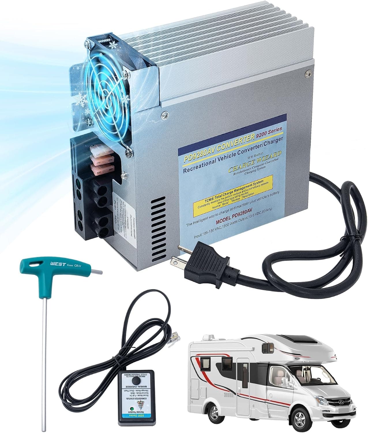 PD9280 RV Power Converter Charger 80 Amp for Progressive Dynamics Inteli-Power 9200 Series with Built-in Charge Wizard
