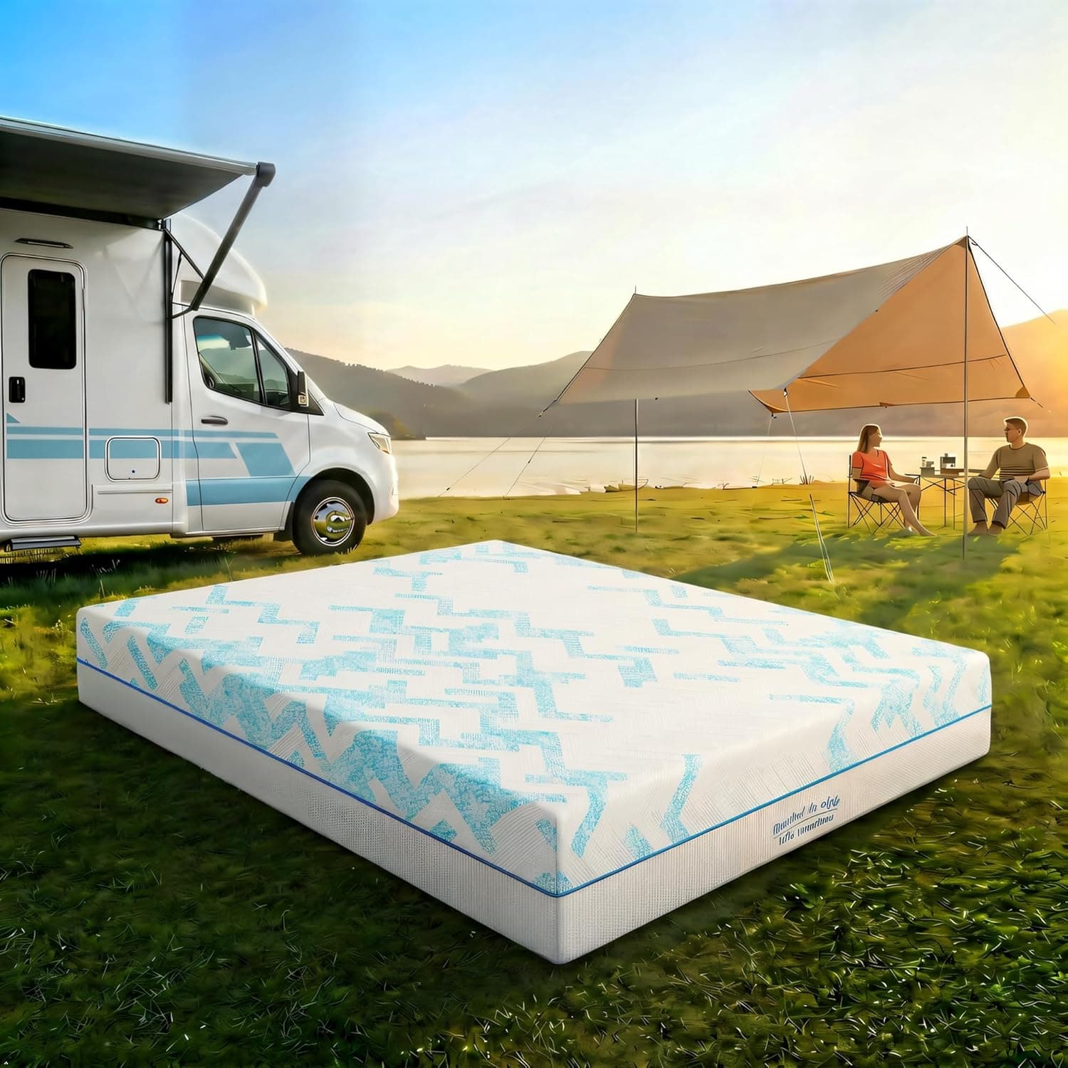 CXTTHOME Short Queen RV Mattress 10 Inch Memory Foam for Travel Trailer and Motorhome, Cooling Gel and Green Tea, Medium Firm
