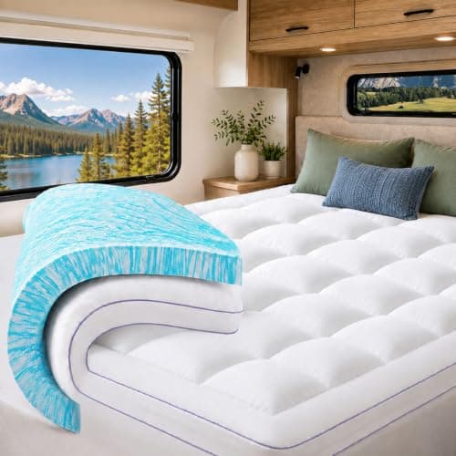 ABENE RV Short Queen Mattress Topper, Dual Layer Memory Foam Pillow Top