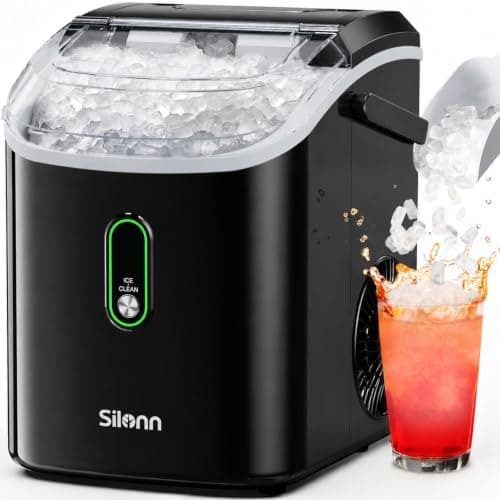 Silonn Nugget Ice Maker Countertop, Chewable Pellet Ice Machine with Self-Cleaning, 36lbs/24H Compact Ice Maker for Home Kitchen Office Bar, Black