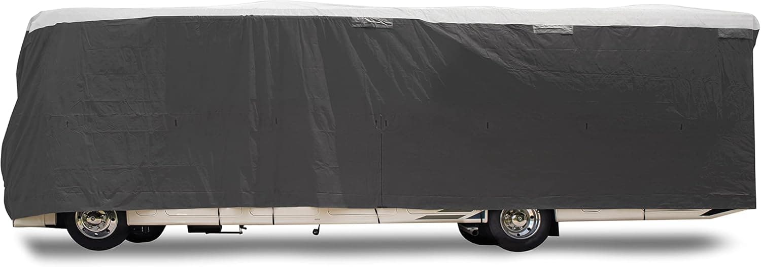 Camco ULTRAGuard 36-38-Ft Class A RV Cover with Zipper Entry Doors and Covered Air Vents, Spunbond Polypropylene, Includes Storage Bag (45735)