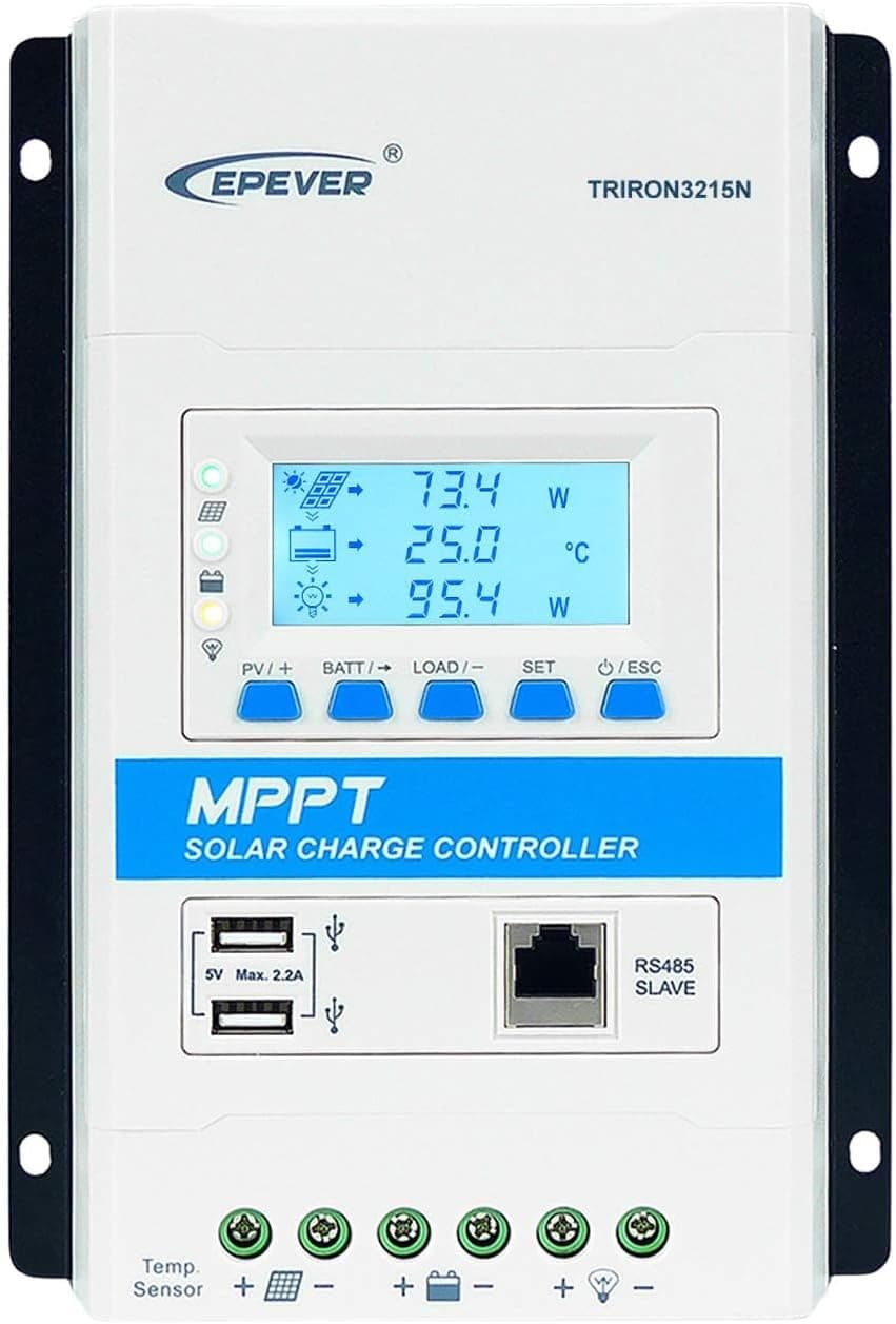 EPever MPPT Solar Charge Controller 40A 12V/24V Auto Max PV 100V Regulator DS2+UCS Modular with PC Software Mobile APP (Triron4210N)