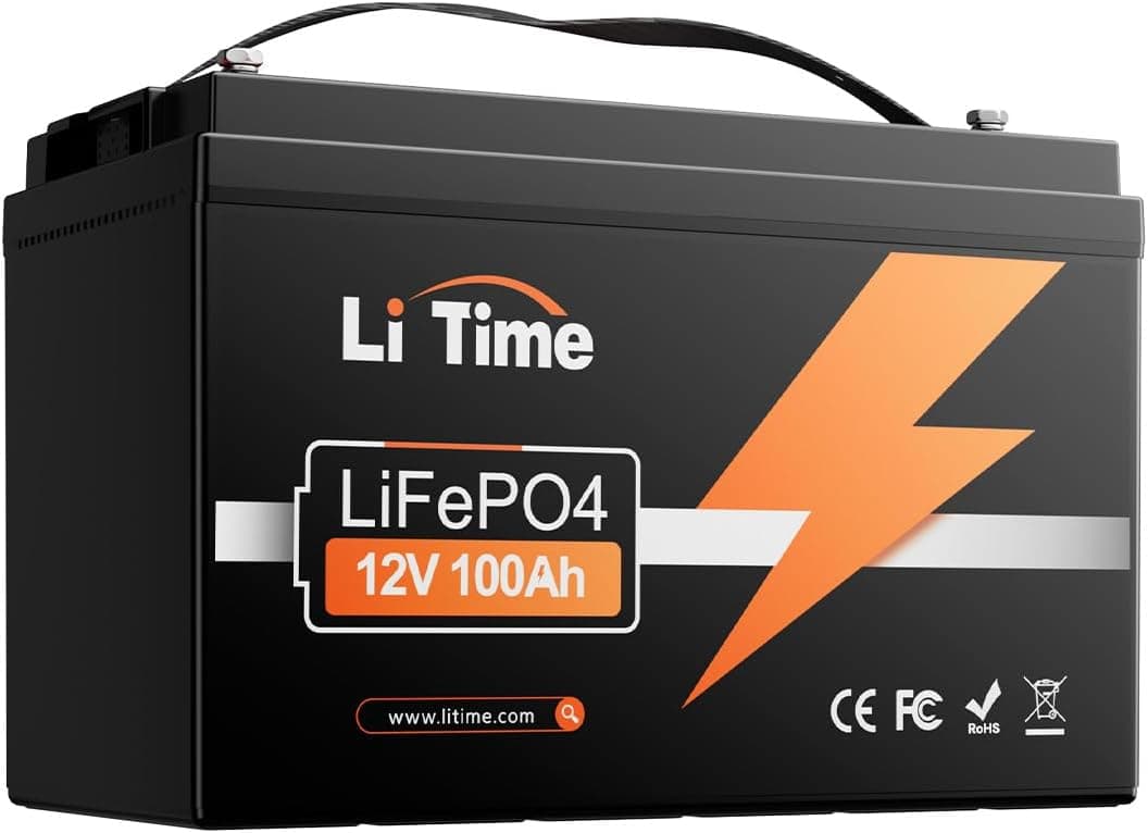 LiTime 12V 100Ah RV Lithium Battery Group 31 Rechargeable LiFePO4 with Up to 15000 Deep Cycles (1 Pack)