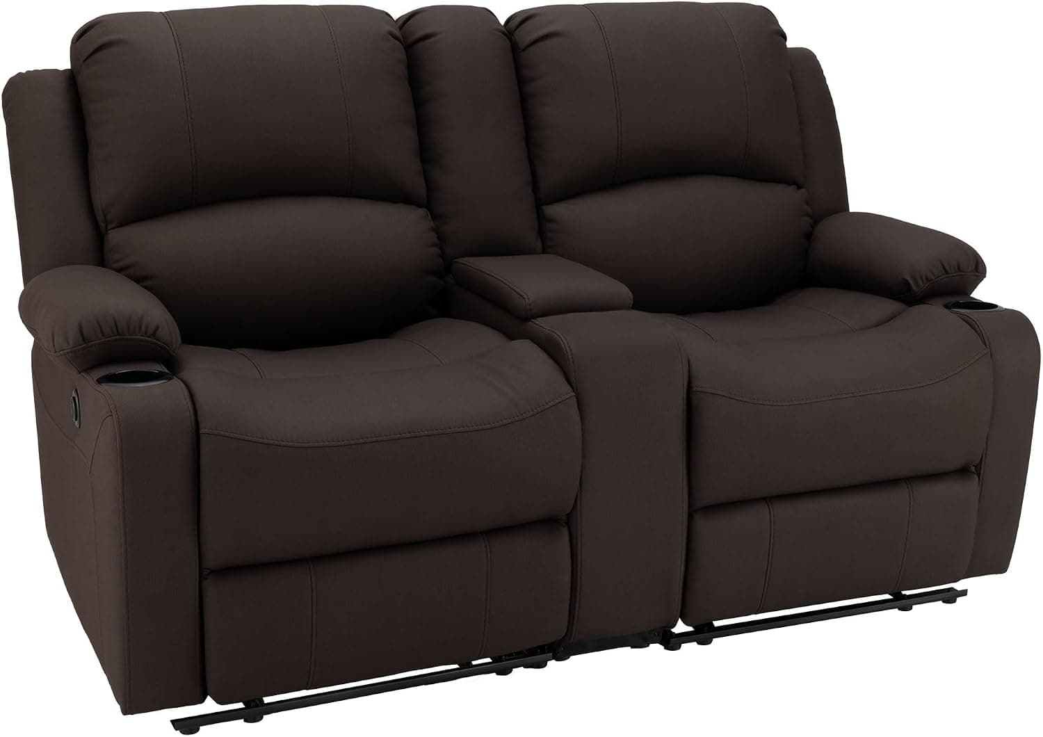 Camper Comfort 65 inch Wall Hugger Reclining RV Theater Seats, Double Recliner RV Sofa and Console (Manual, Chocolate)