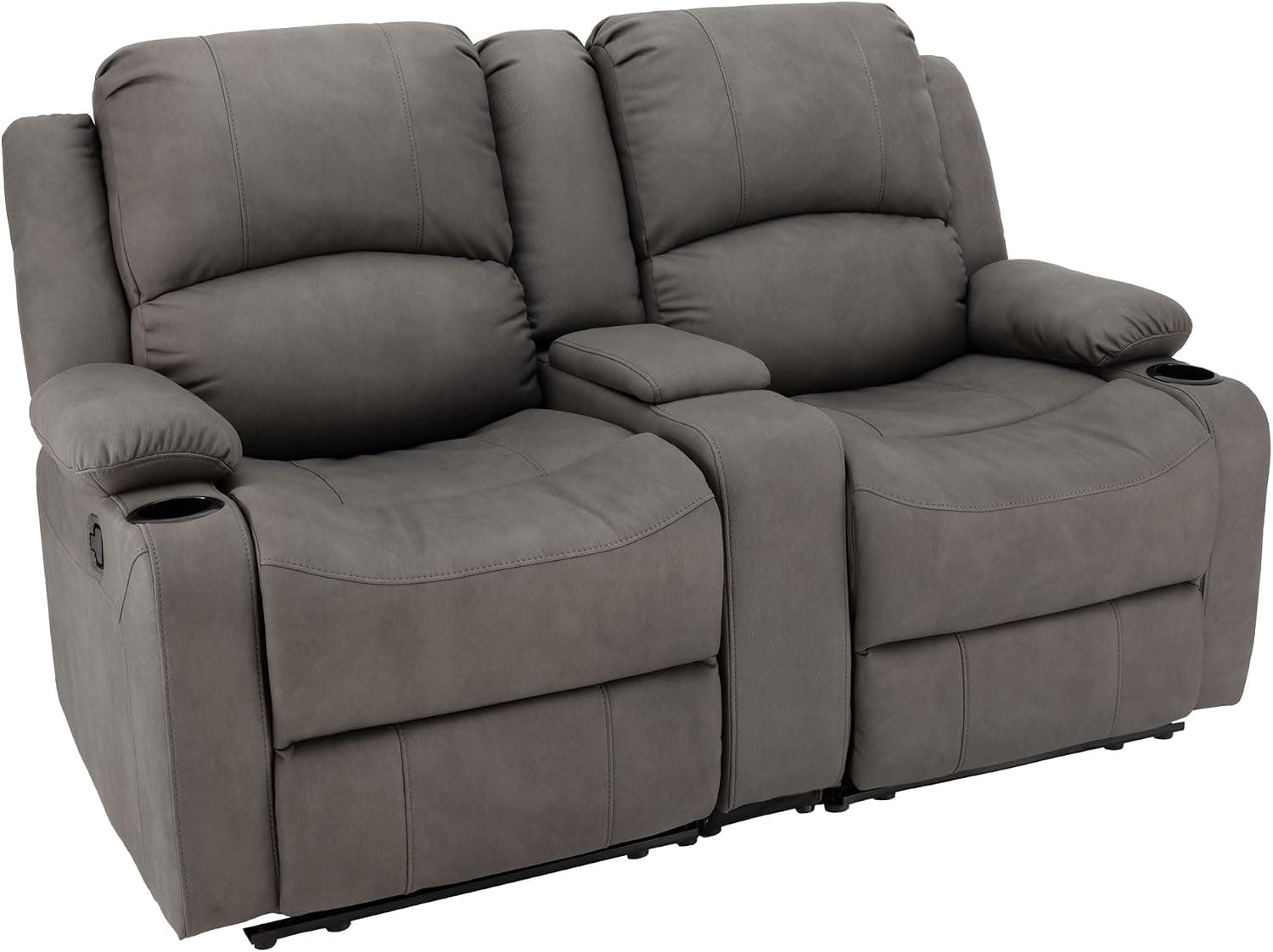 Camper Comfort 65 inch Wall Hugger Reclining RV Theater Seats, Double Recliner RV Sofa and Console (Manual, Slate)