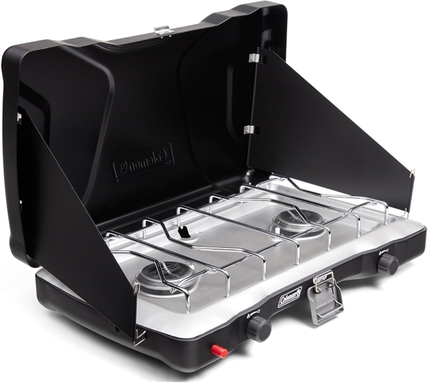 Coleman Triton+ 2-Burner Propane Camping Stove with InstaStart Ignition, Portable Cooktop with 2 Adjustable Burners & Wind Guards, 22,000 BTUs