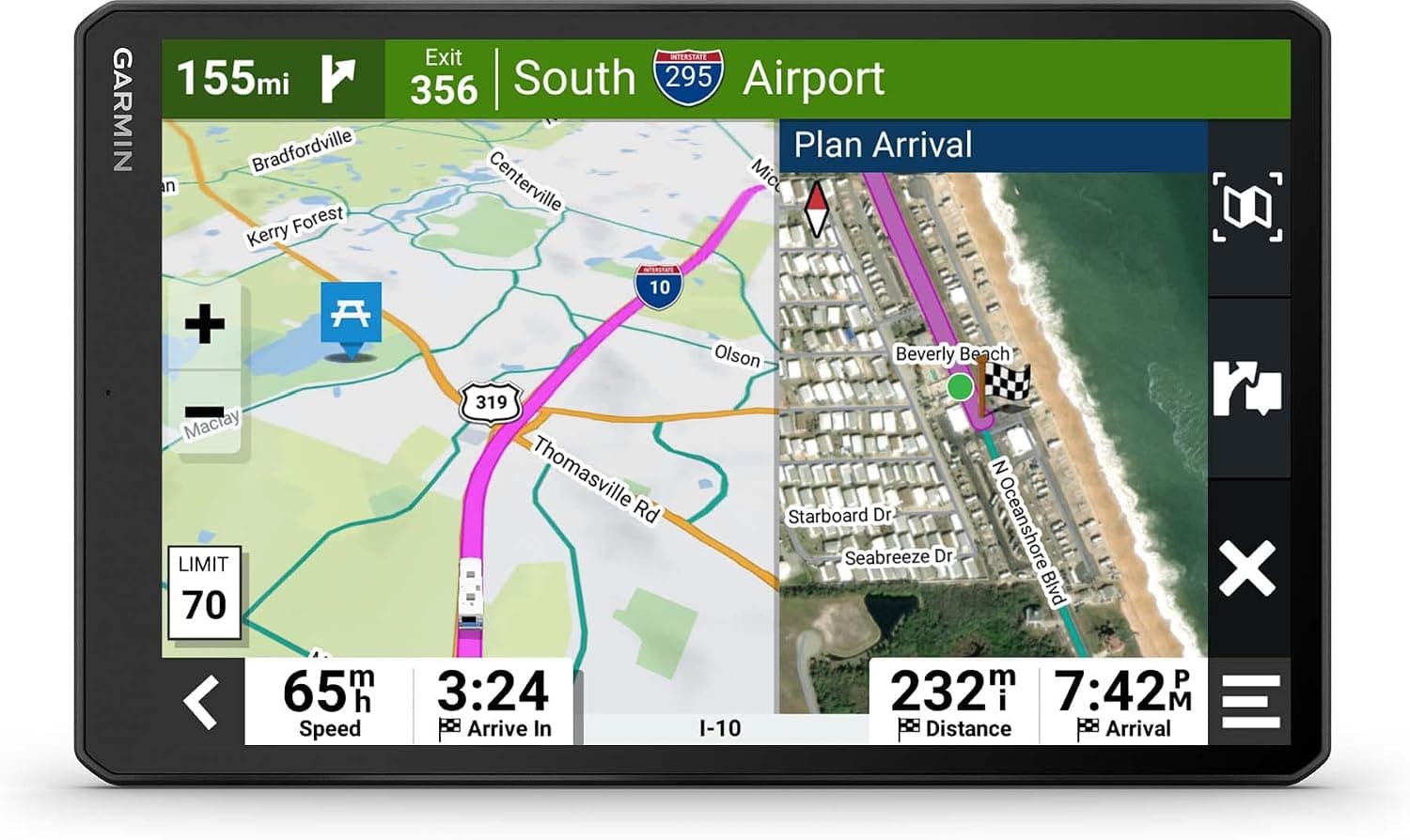 Garmin RV 1095, Extra-Large, Easy-to-Read 10 inch GPS Navigator, Custom Routing, High-Resolution Birdseye Satellite Imagery, Directory of Parks and Services, Landscape or Portrait View Display