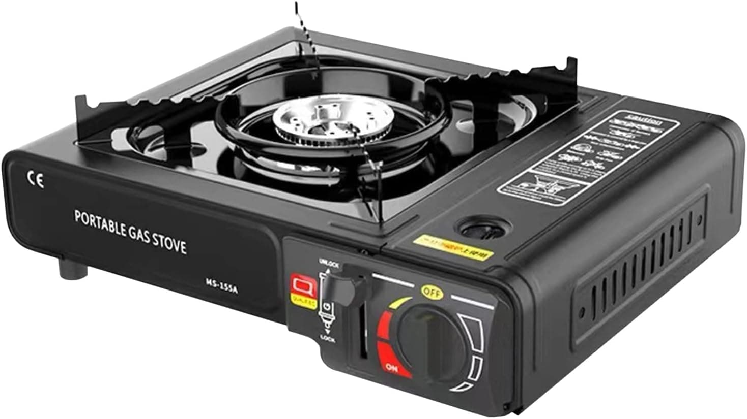 Portable Butane Stove for Outdoor Cooking, Dual Fuel Camping Stove for Propane & Butane, Single Burner Gas Stove with Piezo Ignition, Black
