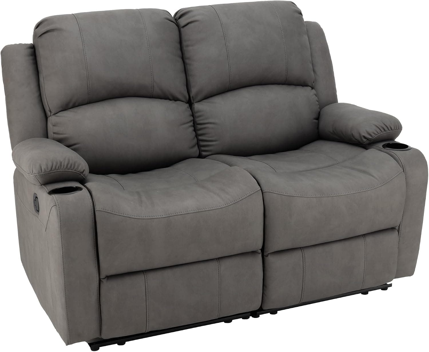 Camper Comfort 58 inch Wall Hugger Reclining RV Theater Seats, Double Recliner RV Sofa (Manual, Slate)