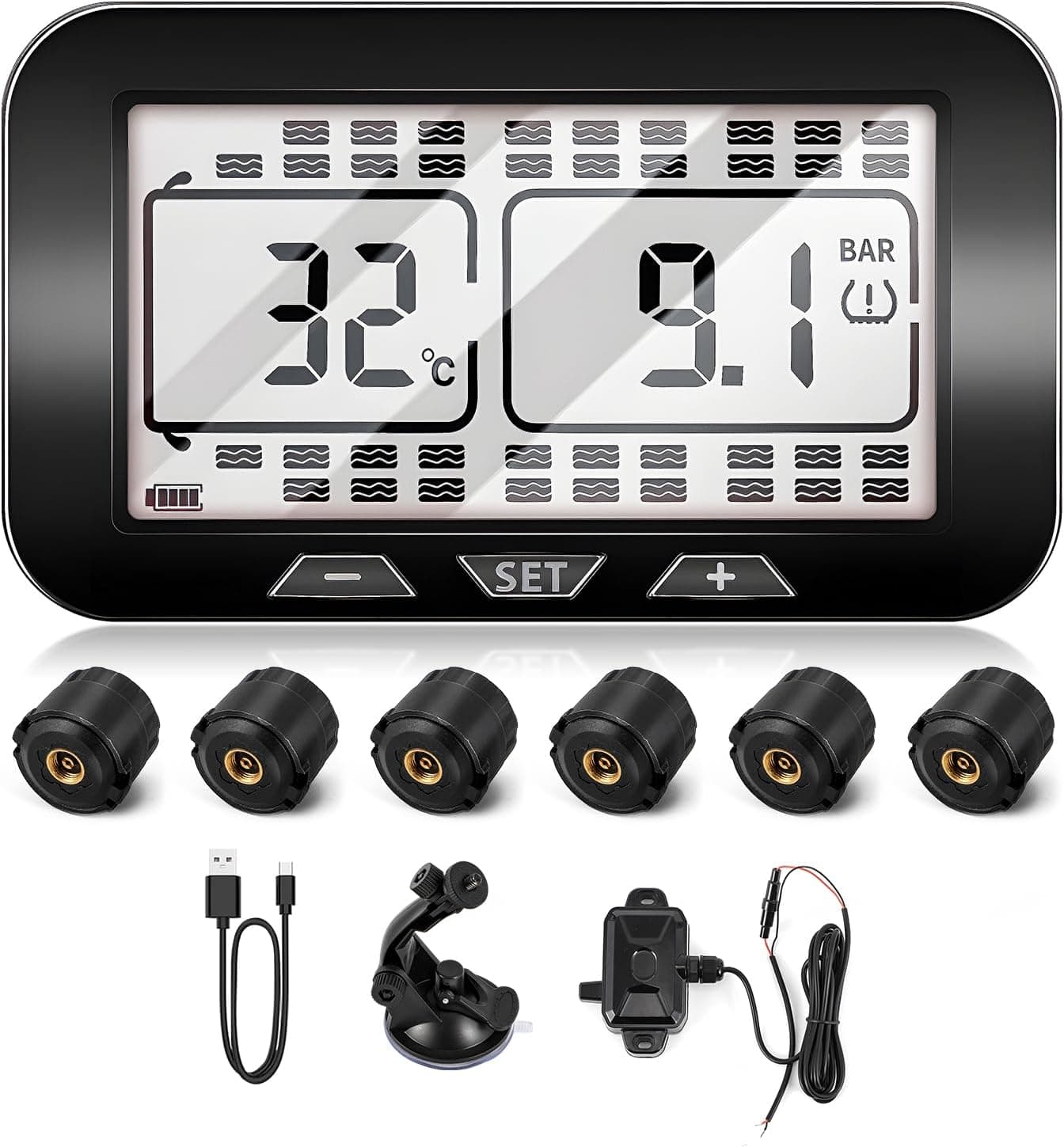 Antstone Tire Pressure Monitoring System Trailer TPMS with 6 Sensors, Real-time Pressure and Temperature with Solar Charger 0-218psi for RV Travel Trailer Coach Heavy Truck