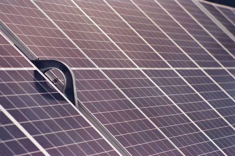 Detailed view of solar panels harnessing clean energy through photovoltaic technology